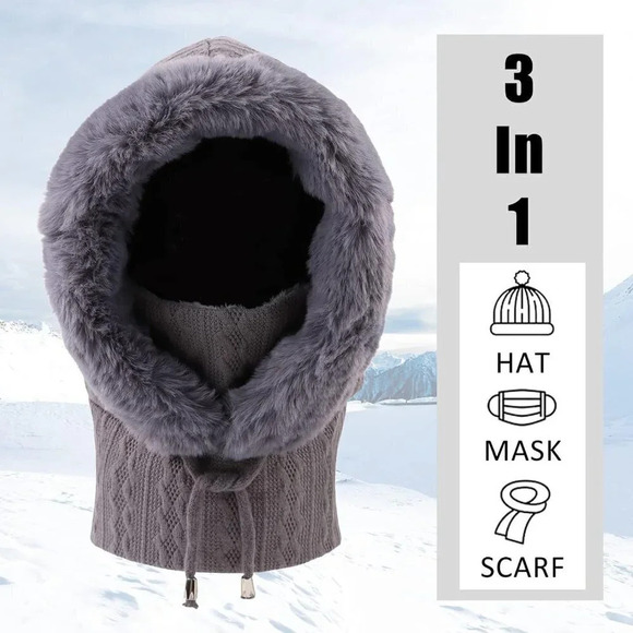 Winter Balaclava Hats Women Warm Thick Fluff Beanie Adult Neck Face  Cover Cap - Picture 4 of 7